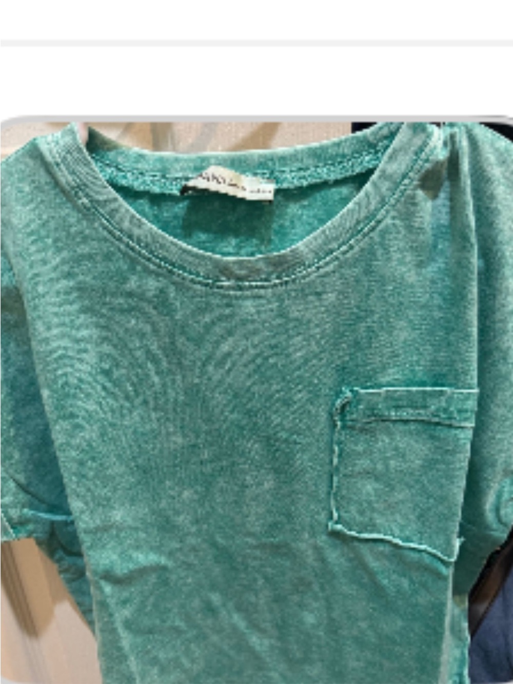 Zenana Kelly green mineral wash crop top S